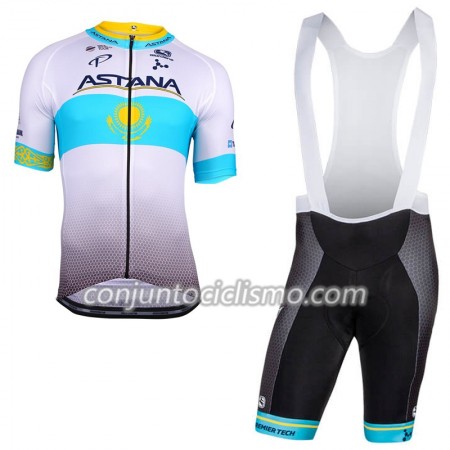 Conjunto Maillot + Culotte Corto con tirantes 2018 Astana Pro Team Campeonato de Kazajistán